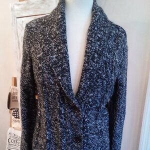 Faded Glory button up sweater  Size Med  black/white #0525